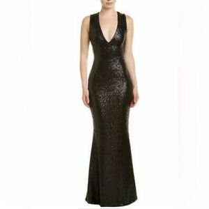 Dress the Population | Dresses | Dress The Population Black Sequin Maxi  Wedding Guest Gown Size M | Poshmark